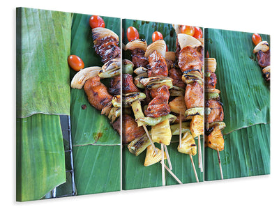 3-piece-canvas-print-grilled-meat-kebab