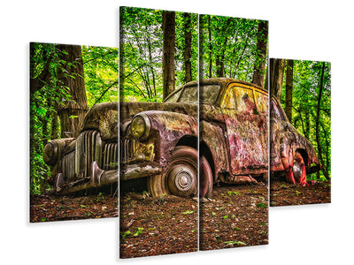 4-piece-canvas-print-abandoned-classic-car