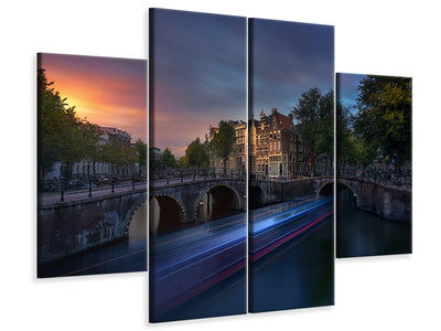 4-piece-canvas-print-amsterdam-sunset