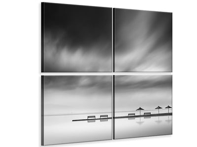 4-piece-canvas-print-four-benches-and-three-umbrellas