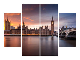 4-piece-canvas-print-london-palace-of-westminster-sunset