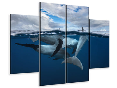 4-piece-canvas-print-pod-of-dolphin-at-the-surface