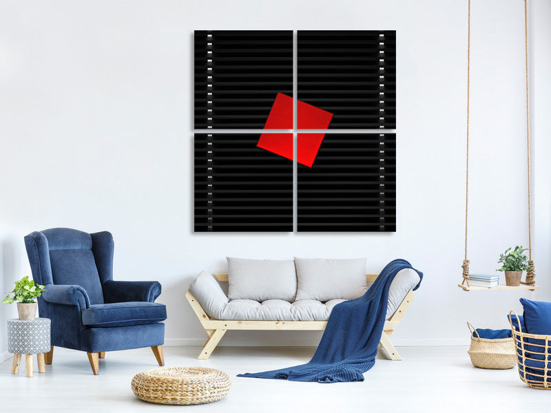 4-piece-canvas-print-red-on-black