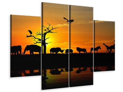 4-piece-canvas-print-safari-animals-at-sunset