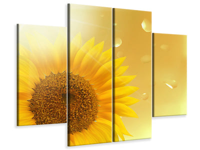 4-piece-canvas-print-sunflower-in-morning-dew