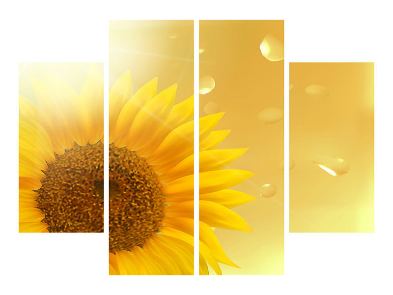 4-piece-canvas-print-sunflower-in-morning-dew