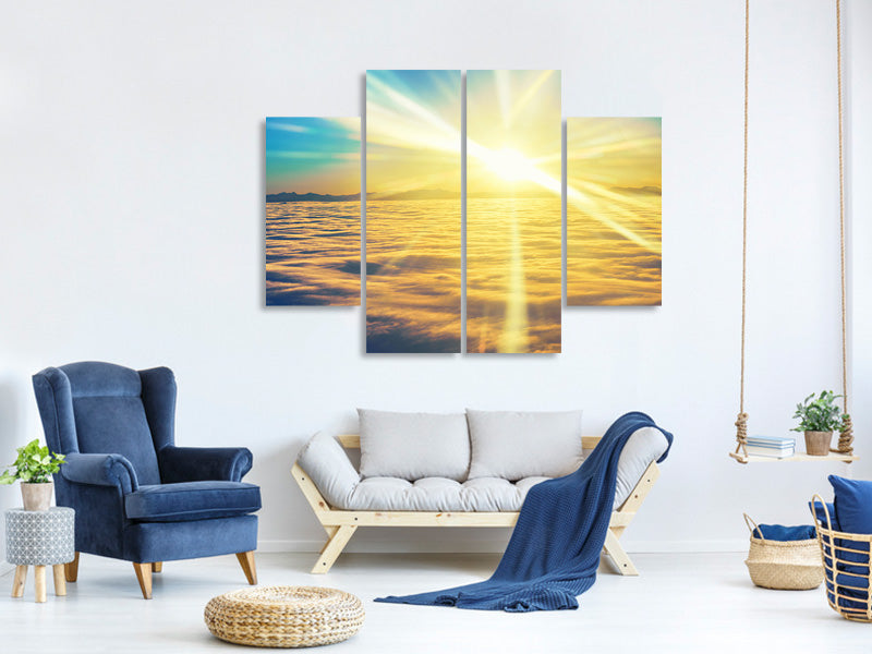4-piece-canvas-print-sunset-above-the-clouds