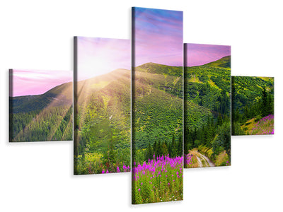 5-piece-canvas-print-a-summer-landscape-at-sunrise