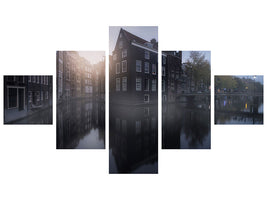 5-piece-canvas-print-amsterdam-morning-i