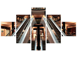 5-piece-canvas-print-escalator-in-shopping-mall