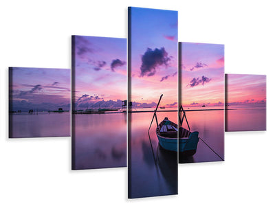 5-piece-canvas-print-impressive-sunset-at-the-sea