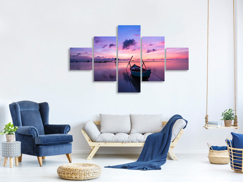 5-piece-canvas-print-impressive-sunset-at-the-sea