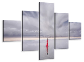 5-piece-canvas-print-lady-in-red