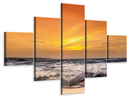5-piece-canvas-print-lake-with-sunset