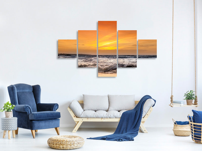 5-piece-canvas-print-lake-with-sunset