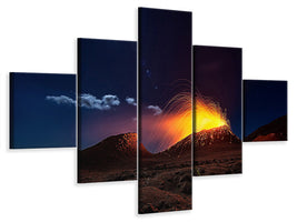 5-piece-canvas-print-lava-flow-with-the-moon