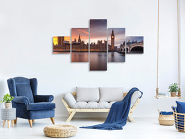 5-piece-canvas-print-london-palace-of-westminster-sunset