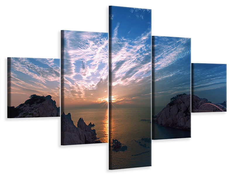 5-piece-canvas-print-moody-sunset-at-the-sea