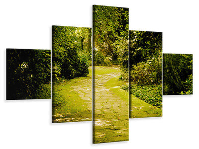 5-piece-canvas-print-moss-covered-path