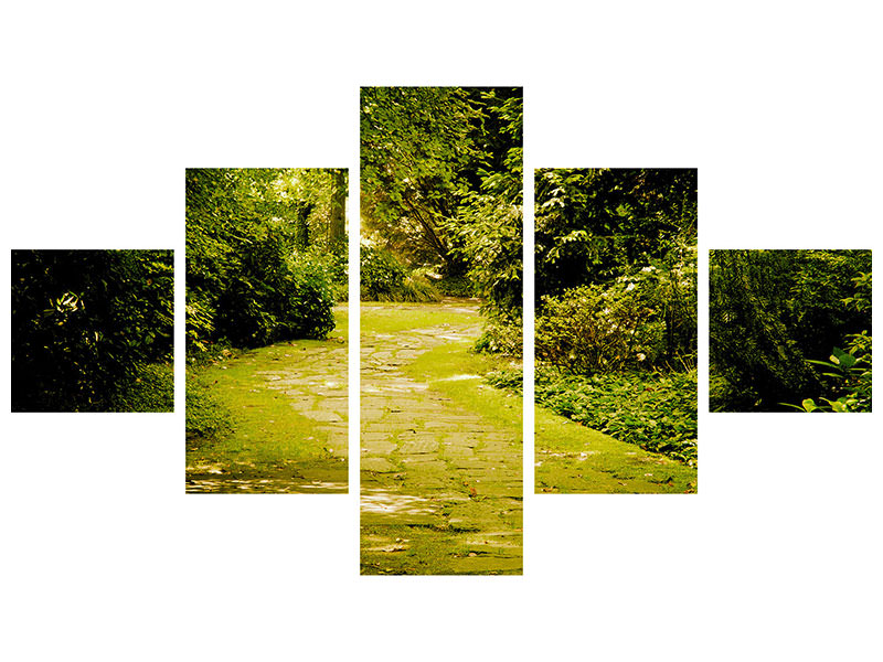 5-piece-canvas-print-moss-covered-path