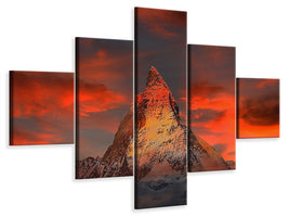 5-piece-canvas-print-mountains-of-switzerland-at-sunset