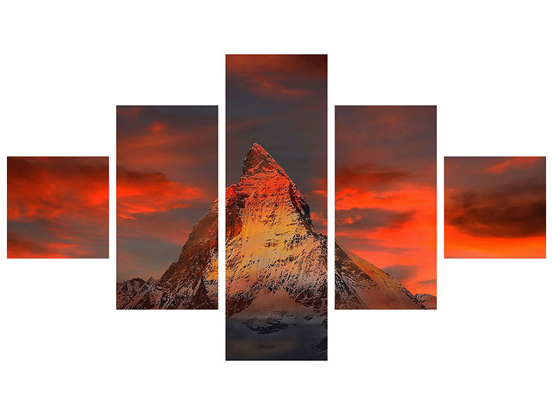 5-piece-canvas-print-mountains-of-switzerland-at-sunset