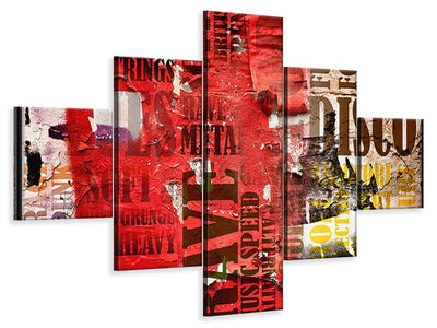 5-piece-canvas-print-music-text-in-grunge-style