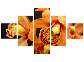5-piece-canvas-print-orchids-with-orange-flowers