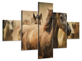 5-piece-canvas-print-painting-wild-horses