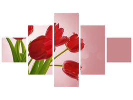 5-piece-canvas-print-red-tulips-bouquet