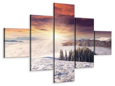 5-piece-canvas-print-sunrise-winter-landscape