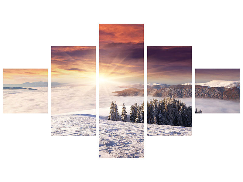 5-piece-canvas-print-sunrise-winter-landscape