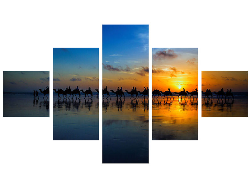 5-piece-canvas-print-sunset-camel-ride