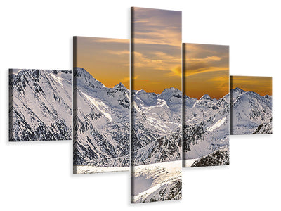 5-piece-canvas-print-sunset-in-the-mountains