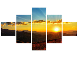 5-piece-canvas-print-sunset-in-the-world-of-mountains
