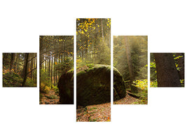 5-piece-canvas-print-the-rock-in-the-forest
