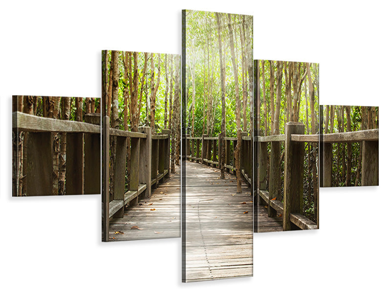 5-piece-canvas-print-wooden-bridge