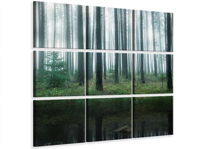 9-piece-canvas-print-lake-in-forest