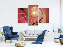 modern-3-piece-canvas-print-spiral-staircase-in-pink