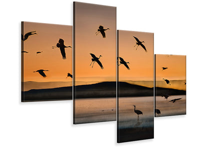 modern-4-piece-canvas-print-fly-in-at-sunset