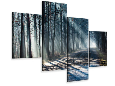 modern-4-piece-canvas-print-forest-in-the-light-beam