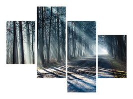 modern-4-piece-canvas-print-forest-in-the-light-beam