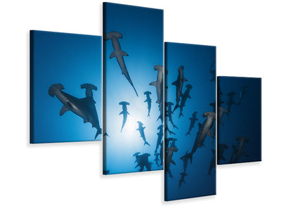 modern-4-piece-canvas-print-hammerhead-shark-underwater-photography