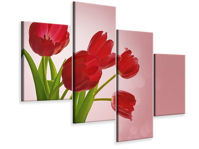 modern-4-piece-canvas-print-red-tulips-bouquet