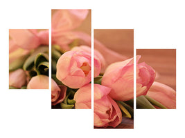 modern-4-piece-canvas-print-romantic-tulip-bouquet