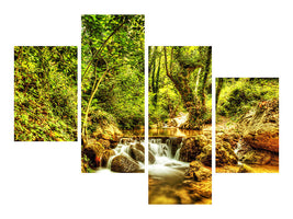 modern-4-piece-canvas-print-waterfall-in-the-forest