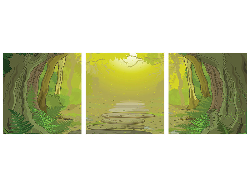 panoramic-3-piece-canvas-print-fairy-tales-forest
