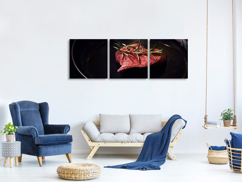 panoramic-3-piece-canvas-print-meat-in-the-pan