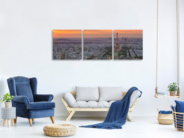 panoramic-3-piece-canvas-print-paris-skyline-at-sunset