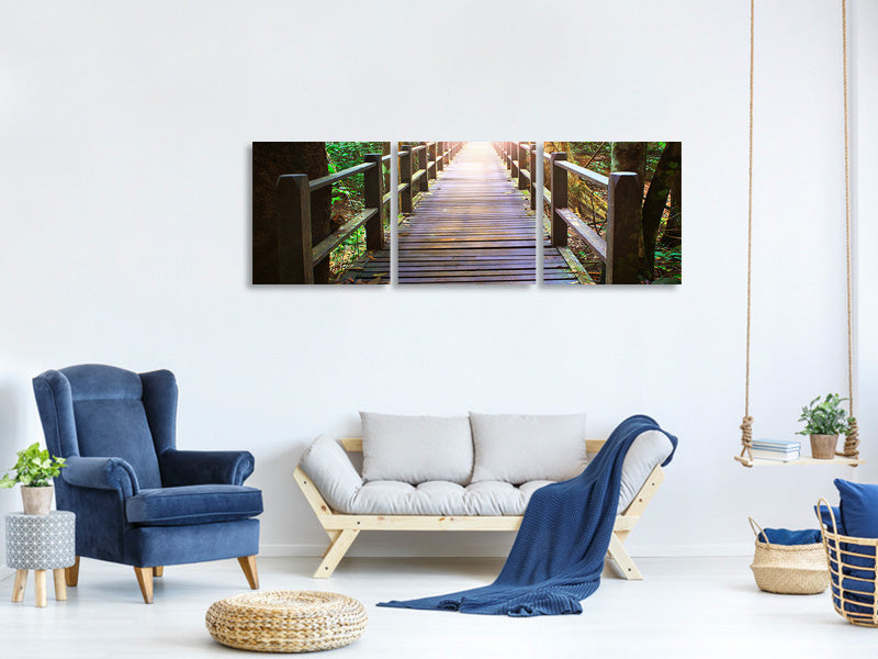 panoramic-3-piece-canvas-print-the-bridge-in-the-forest